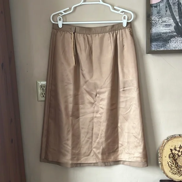 Vintage Pendleton Tan Virgin Wool A-Line Midi Skirt Size 16 Normcore - Picture 10 of 10